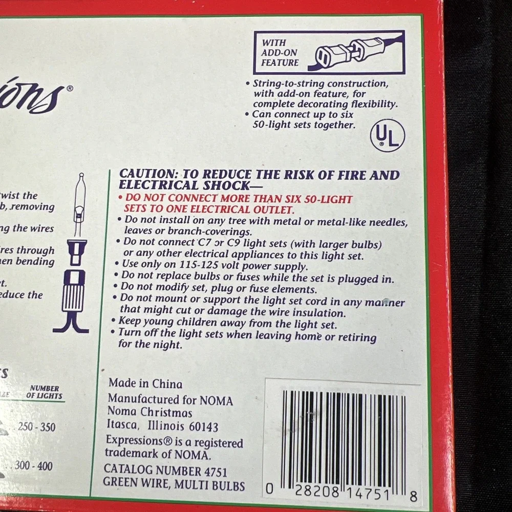 New VTG Set Of 2 - Noma‎ Expressions 50ct End To End Christmas Light Sets